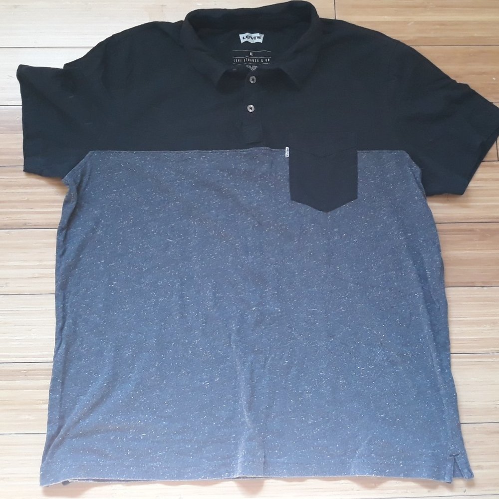 Levi's Black and Gray Short Sleeve Polo